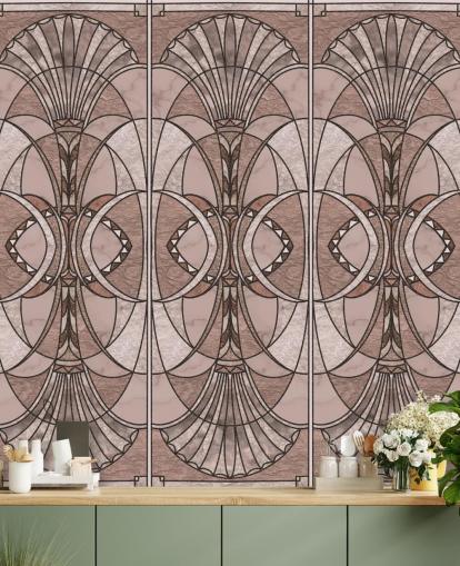 Rødmende rosa art deco tapet