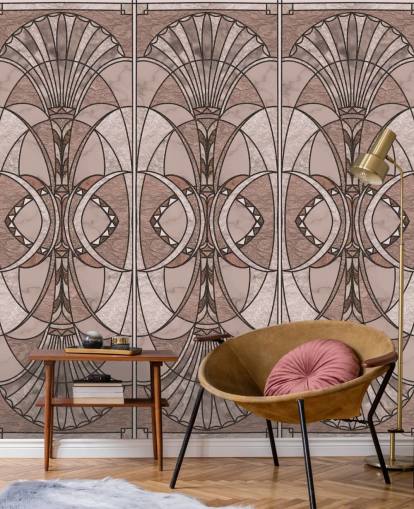 Papel de parede art déco rosa blush Papel de parede art déco rosa blush