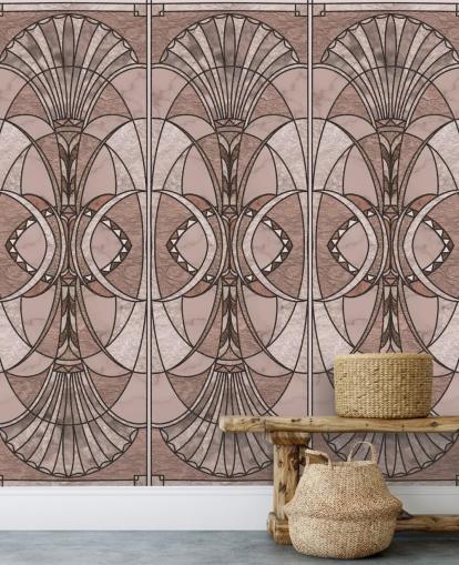 Blush pink art deco wallpaper