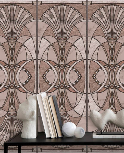 Rødmende rosa art deco tapet