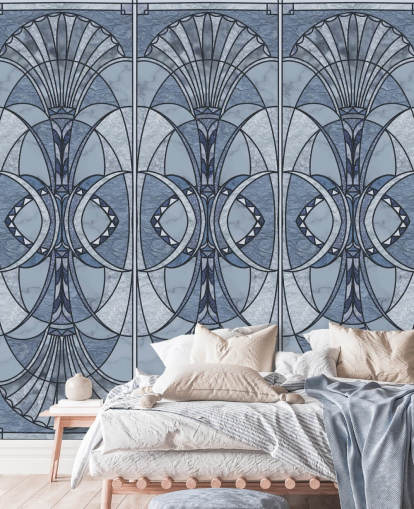 Papier peint art déco bleu clair et foncé Papier peint art déco bleu clair et foncé