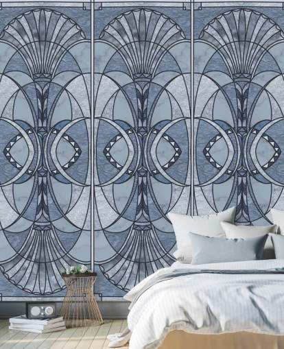 Ljus och mörkblå art deco tapet Ljus och mörkblå art deco tapet