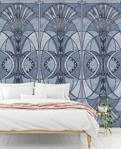 Papier peint art déco bleu clair et foncé