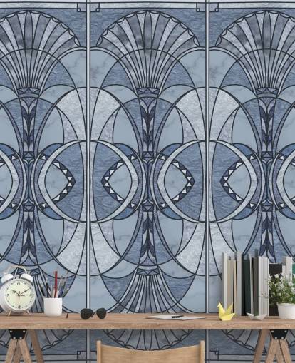 Carta da parati art deco blu chiaro e scuro