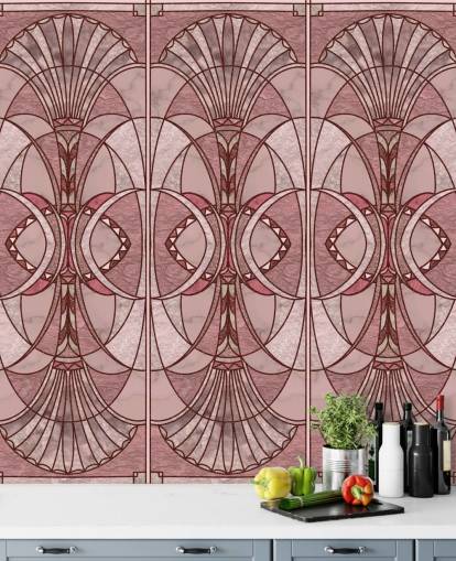 Blush pink og rød art deco tapet Blush pink og rød art deco tapet