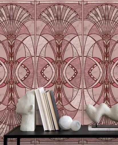 Papel de parede art déco rosa e vermelho Papel de parede art déco rosa e vermelho
