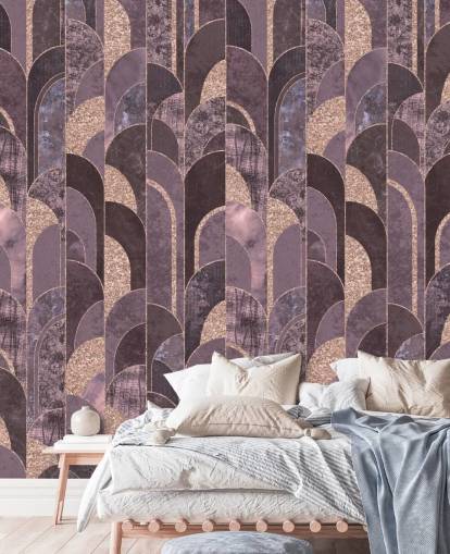 Lilla og rose gull art deco tapet Lilla og rose gull art deco tapet