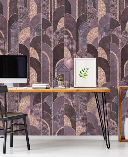 Lilla og rose gull art deco tapet