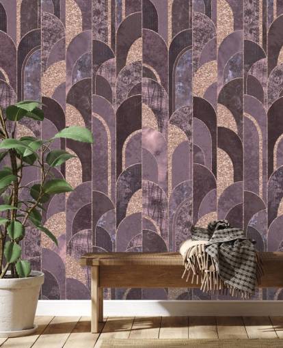 Lilla og rose gull art deco tapet Lilla og rose gull art deco tapet