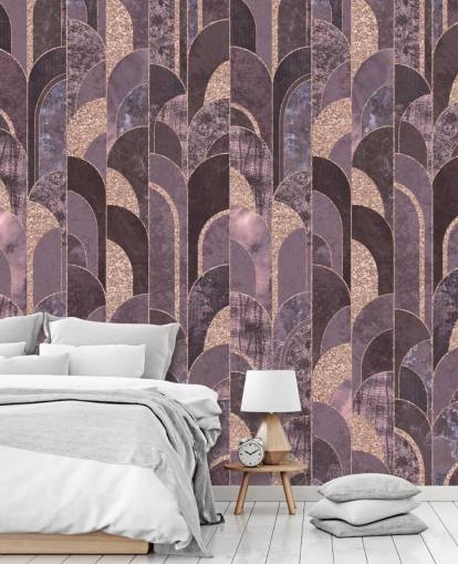 Violetti ja ruusukulta art deco tapetti
