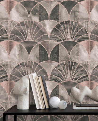 Beige og rosa art deco tapet Beige og rosa art deco tapet