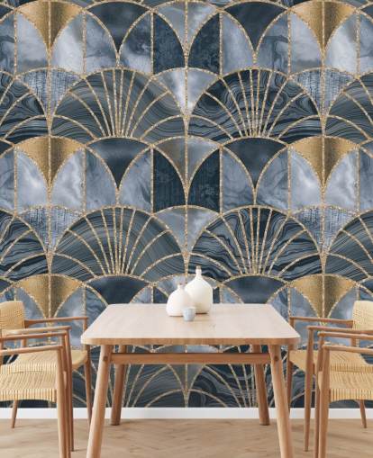 Blue and gold art deco wallpaper Blue and gold art deco wallpaper