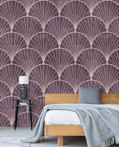 papel de parede roxo com efeito art déco