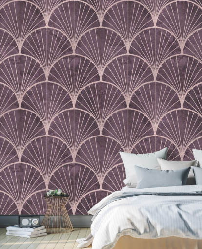 paars behang met art deco-effect paars behang met art deco-effect