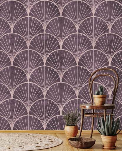 purple art deco effect wallpaper