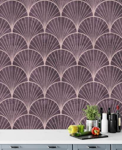 paars behang met art deco-effect paars behang met art deco-effect