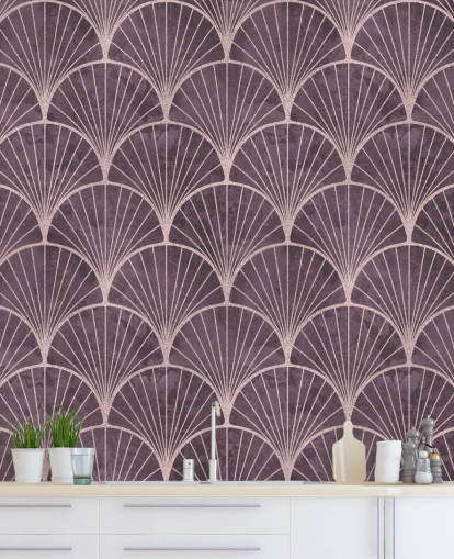 purple art deco effect wallpaper