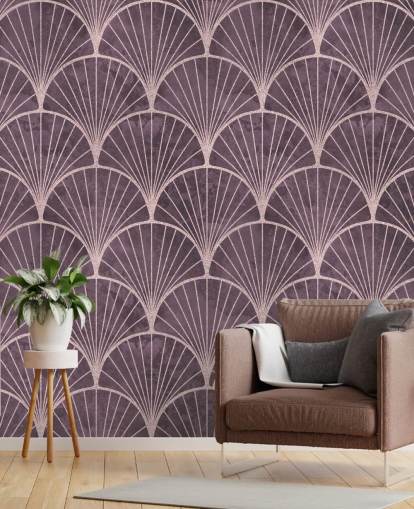 purple art deco effect wallpaper