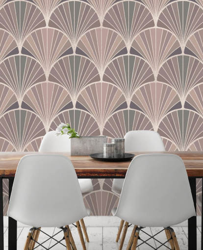 papel de parede de estilo art déco rosa e creme papel de parede de estilo art déco rosa e creme