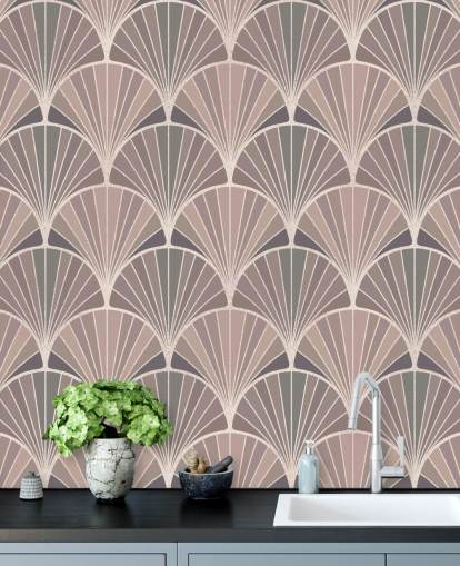 punastua vaaleanpunainen ja kerma art deco -tyylinen taustakuva