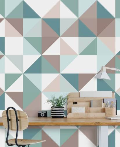 Blue and White Apex Geometric Mural