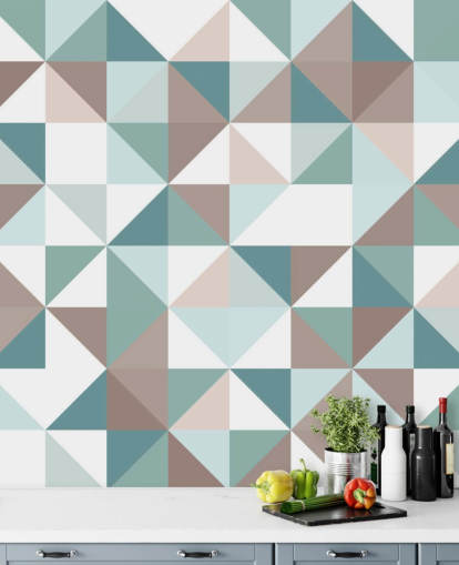 Blue and White Apex Geometric Mural