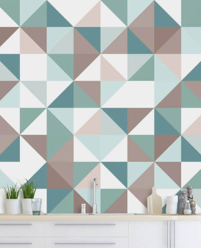 Blue and White Apex Geometric Mural