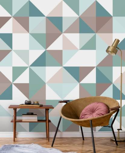Blue and White Apex Geometric Mural