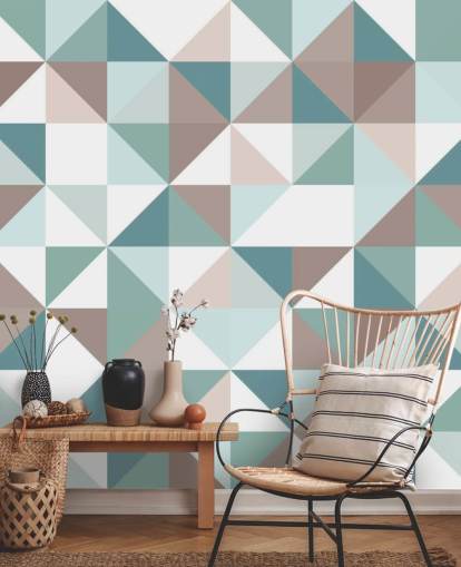 Decorazione murale geometrica con apice blu e bianco