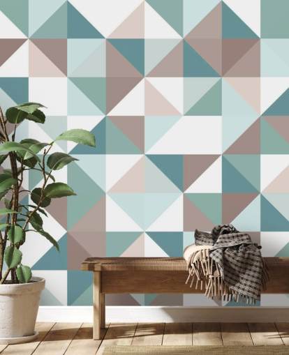 Decorazione murale geometrica con apice blu e bianco