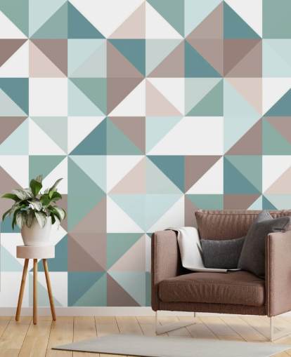 Blue and White Apex Geometric Mural