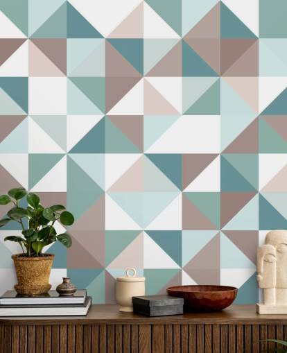 Mural geométrico ápice azul y blanco