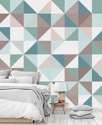 Blue and White Apex Geometric Mural