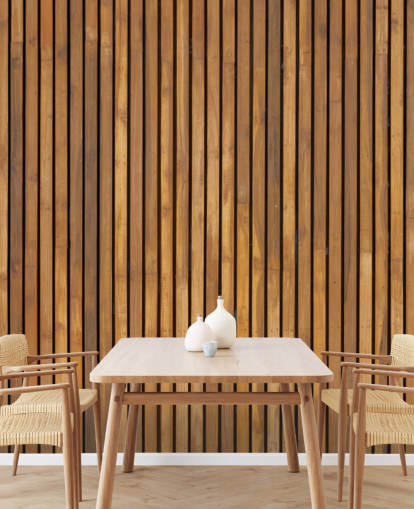 mural de papel pintado de listones de madera