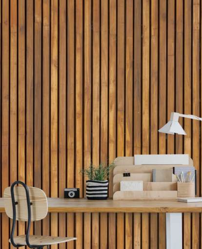 mural de papel pintado de listones de madera
