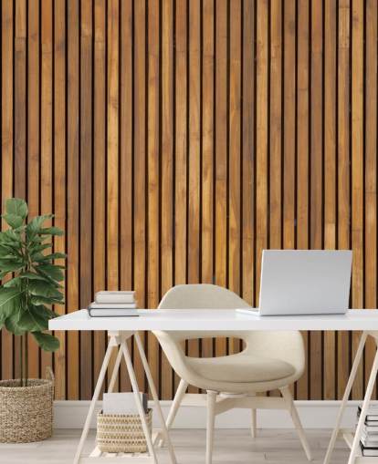 mural de papel pintado de listones de madera
