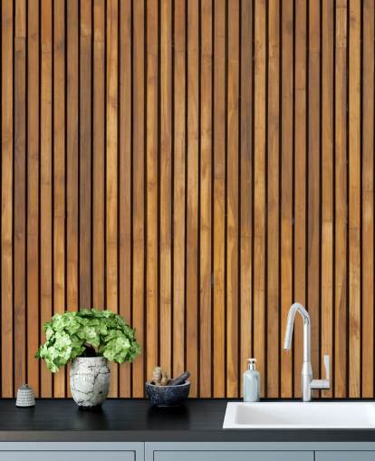 behangmuurschildering met houten latten behangmuurschildering met houten latten