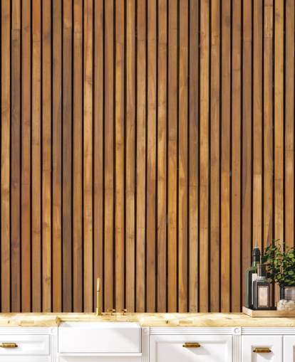 carta da parati murale con doghe in legno