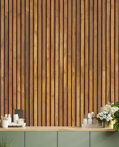 carta da parati murale con doghe in legno