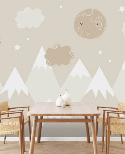 peinture murale de montagne beige pour crèche