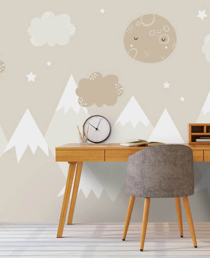 murale di montagna beige per asilo nido