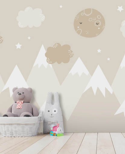 beigefarbenes Bergwandbild für Kinderzimmer