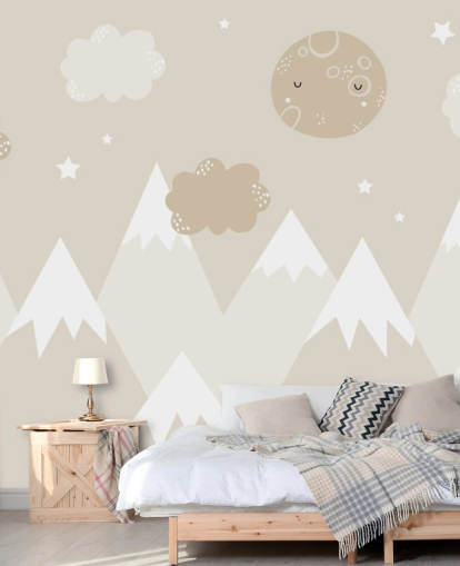 beige fjellmaleri for barnehage beige fjellmaleri for barnehage