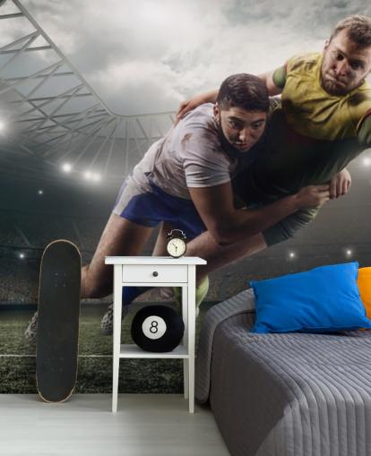 customisable rugby wallpaper mural called Scoring a Try for child's bedroom