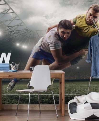 customisable rugby wallpaper mural called Scoring a Try for child's bedroom