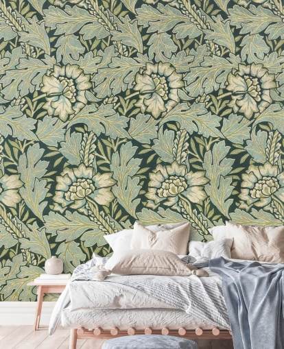 grønt blomstermønstret vægmaleri af William Morris grønt blomstermønstret vægmaleri af William Morris