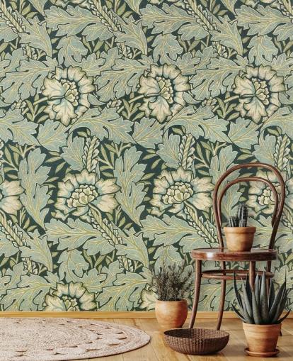 grünes Blumenmuster-Wandbild von William Morris