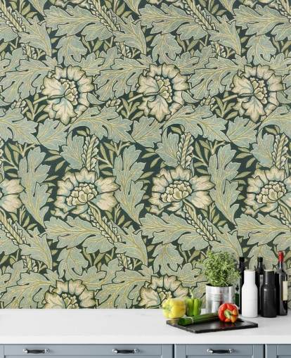 grønt blomstermønstret vægmaleri af William Morris grønt blomstermønstret vægmaleri af William Morris