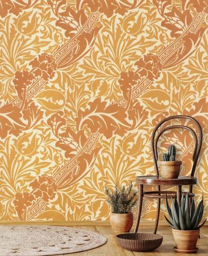 yellow and orange print wallpaper