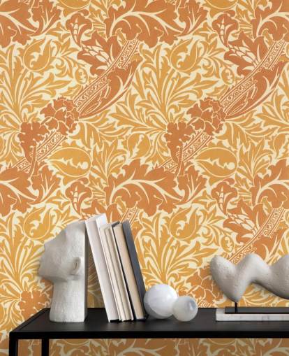 papel de parede estampado amarelo e laranja papel de parede estampado amarelo e laranja